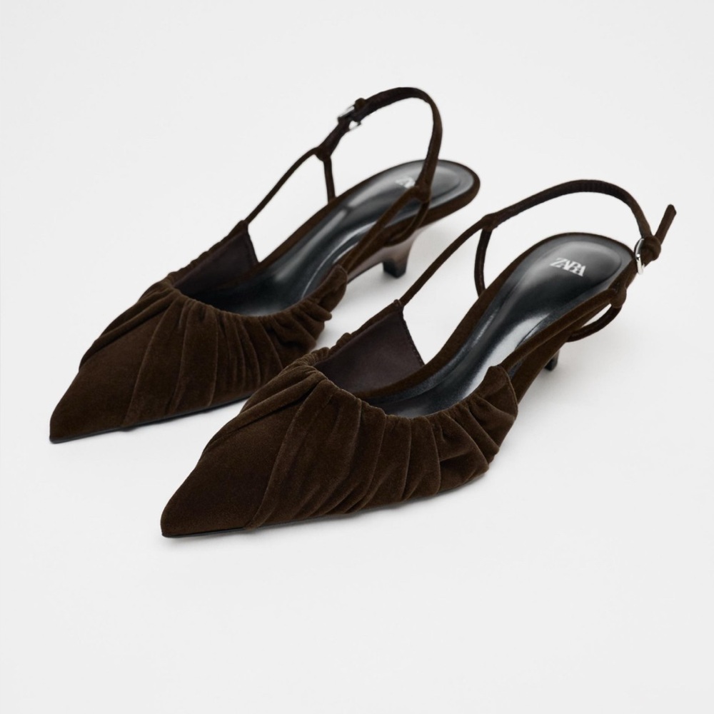 Zara Gathered Velvet Effect Slingback’s